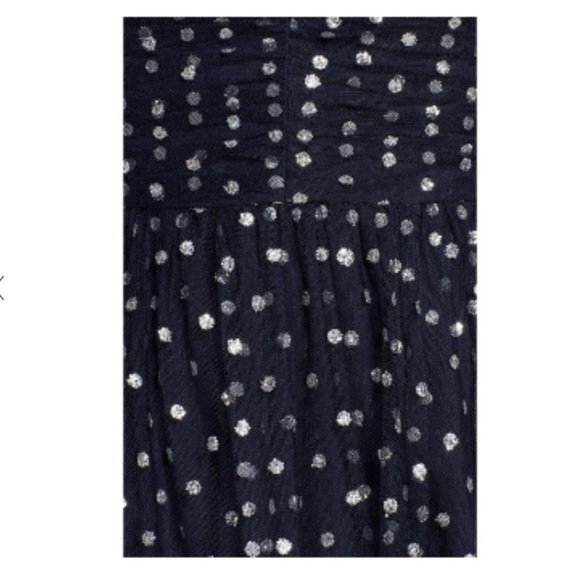 Nordstrom Eliza J Navy Silver Glitter Polka Dot Tulle Cocktail Retro Midi Dress - Picture 4 of 11